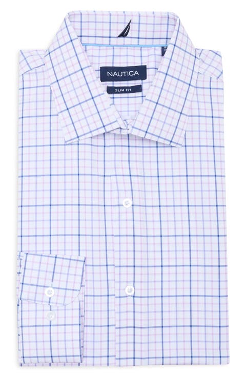 Slim Fit Plaid Dress Shirt