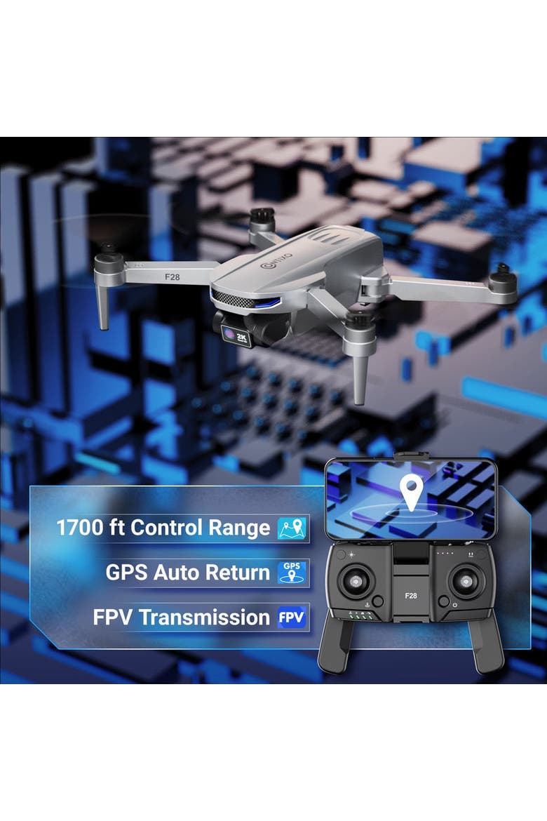 2K Foldable Camera Drone, Alternate, color, Grey