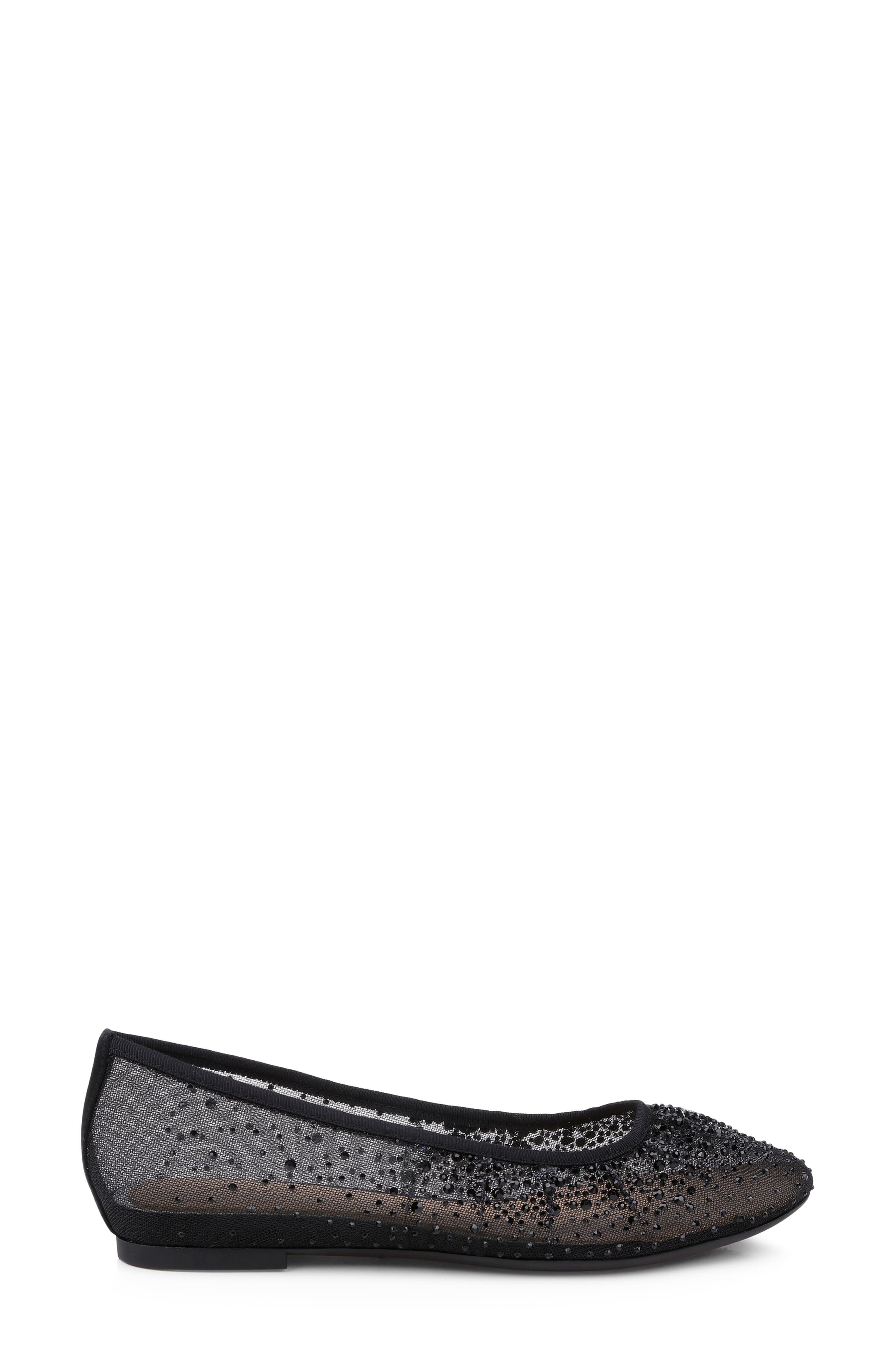 Jewel Badgley Mischka Nuala Embellished Flat, Alternate, color, Black