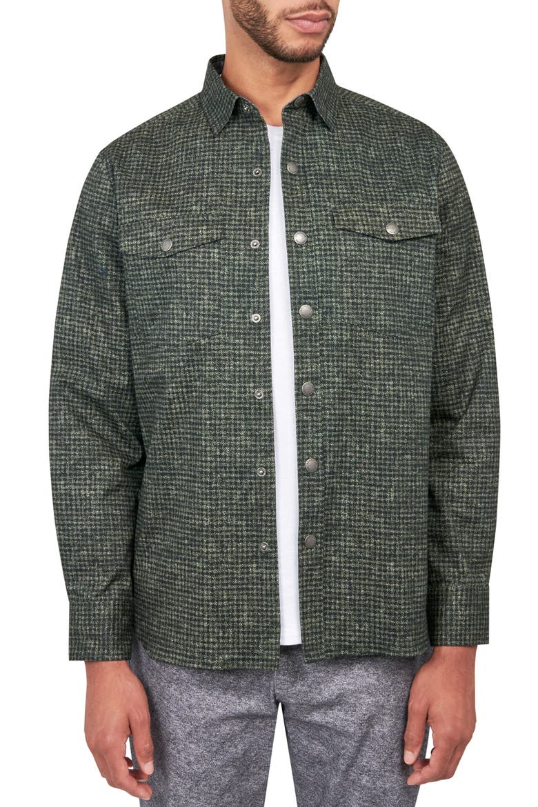 Dot Geo Cotton Stretch Shirt Jacket, Main, color, GREEN