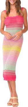 PQ SWIM Reese Semisheer Open Stitch Cotton Cover-Up Dress