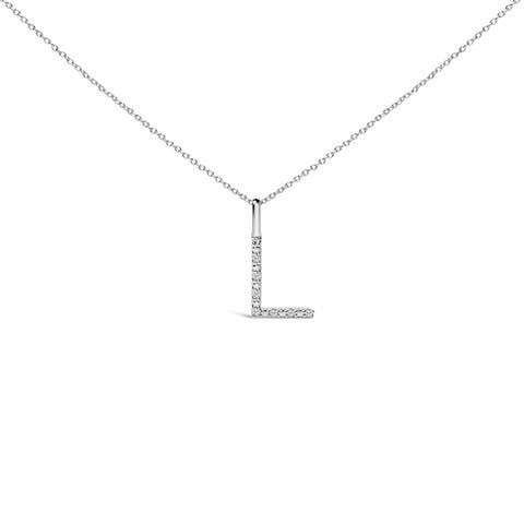 Sterling Silver Diamond Accent "A-Z" Initial Pendant Necklace