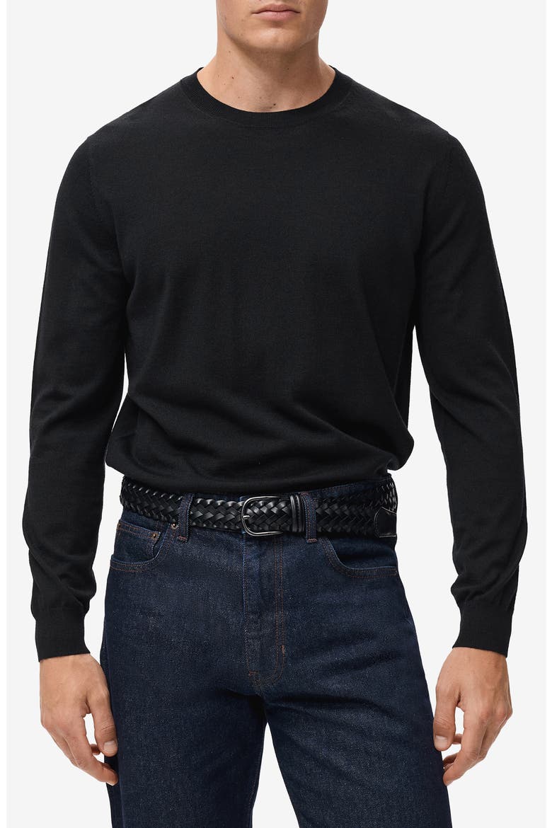 Crewneck Wool Sweater, Main, color, BLACK