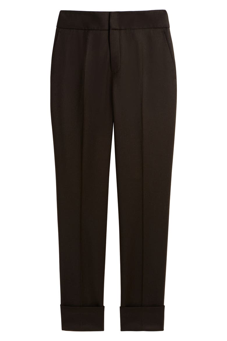 Lane Pintucked Ankle Cuff Wool Trousers, Alternate, color, CHOCOLATE