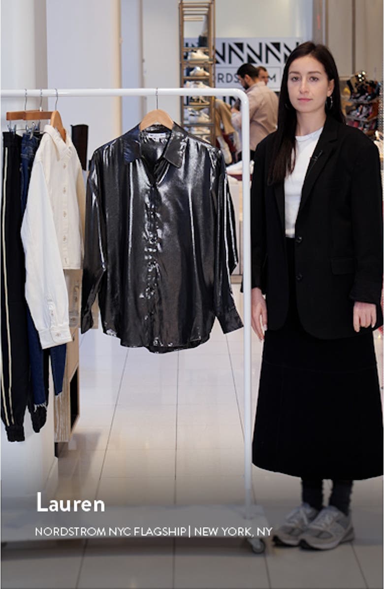 x Jourdan Sloane Ariana Metallic Button-Up Shirt, sales video thumbnail