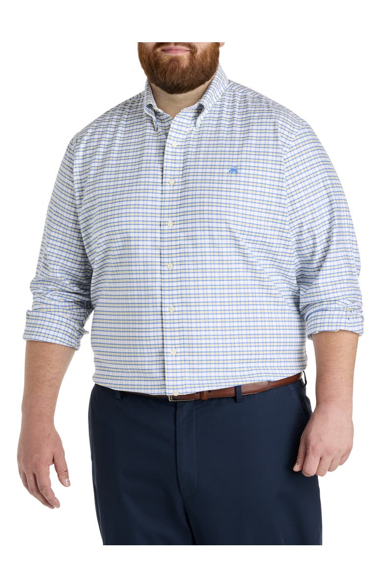 Brooks Brothers Big & Tall Non-Iron Check Sport Shirt, Main, color, Regatta Yellow