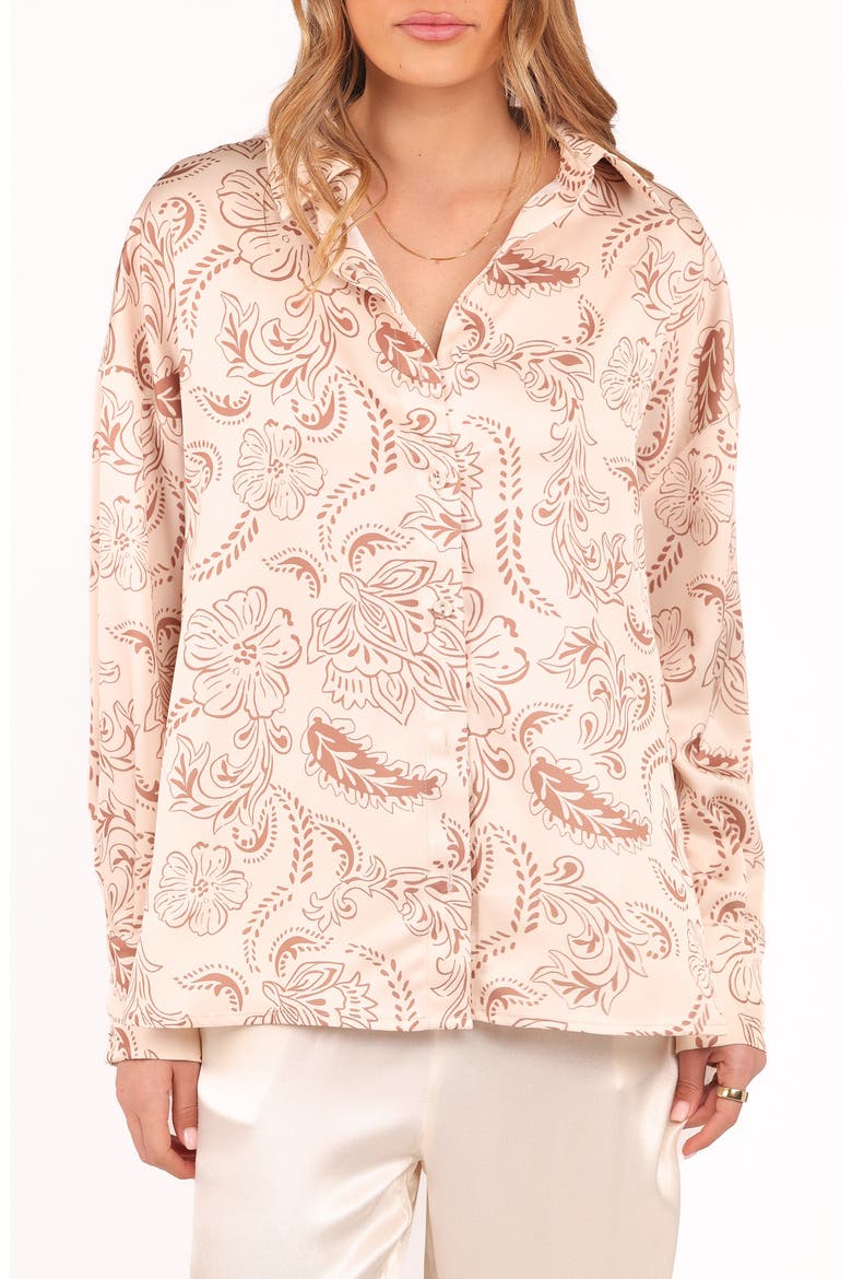 Rosalie Print Shirt, Main, color, BROWN PAISLEY