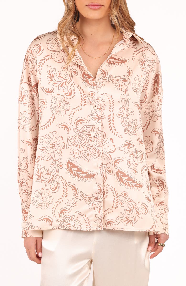 Petal & Pup Rosalie Print Shirt, Main, color, Brown Paisley