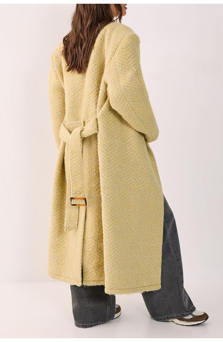 NASTY GAL Double Breasted Brushed Herringbone Coat, Alternate, color, Butter