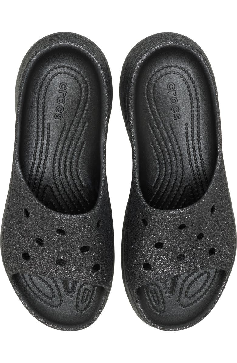 CROCS Bae Glitter Slide Sandal, Alternate, color, Black