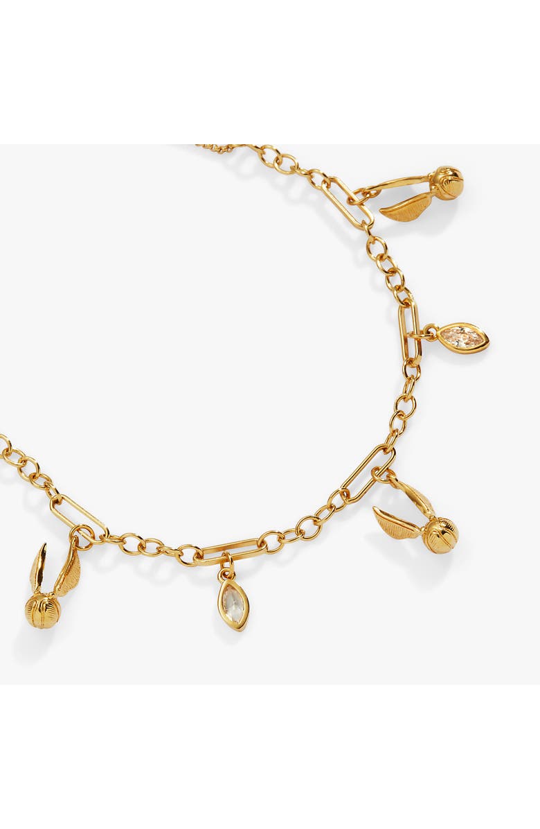 Alex and Ani Harry Potter<sup>™</sup> Golden Snitch And Navette Multi Charm Pull Chain Bracelet, Alternate, color, Gold