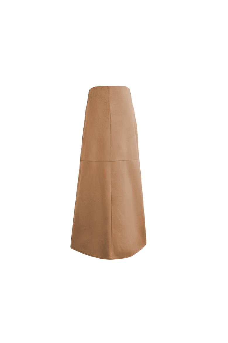 Fern Suede Midi Skirt, Alternate, color, Brown