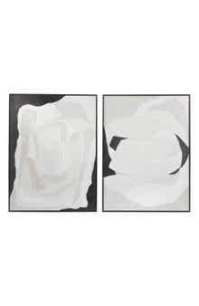 VIVIAN LUNE HOME White Abstract Canvas Framed Wall Art