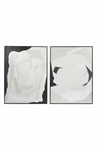 VIVIAN LUNE HOME White Abstract Canvas Framed Wall Art