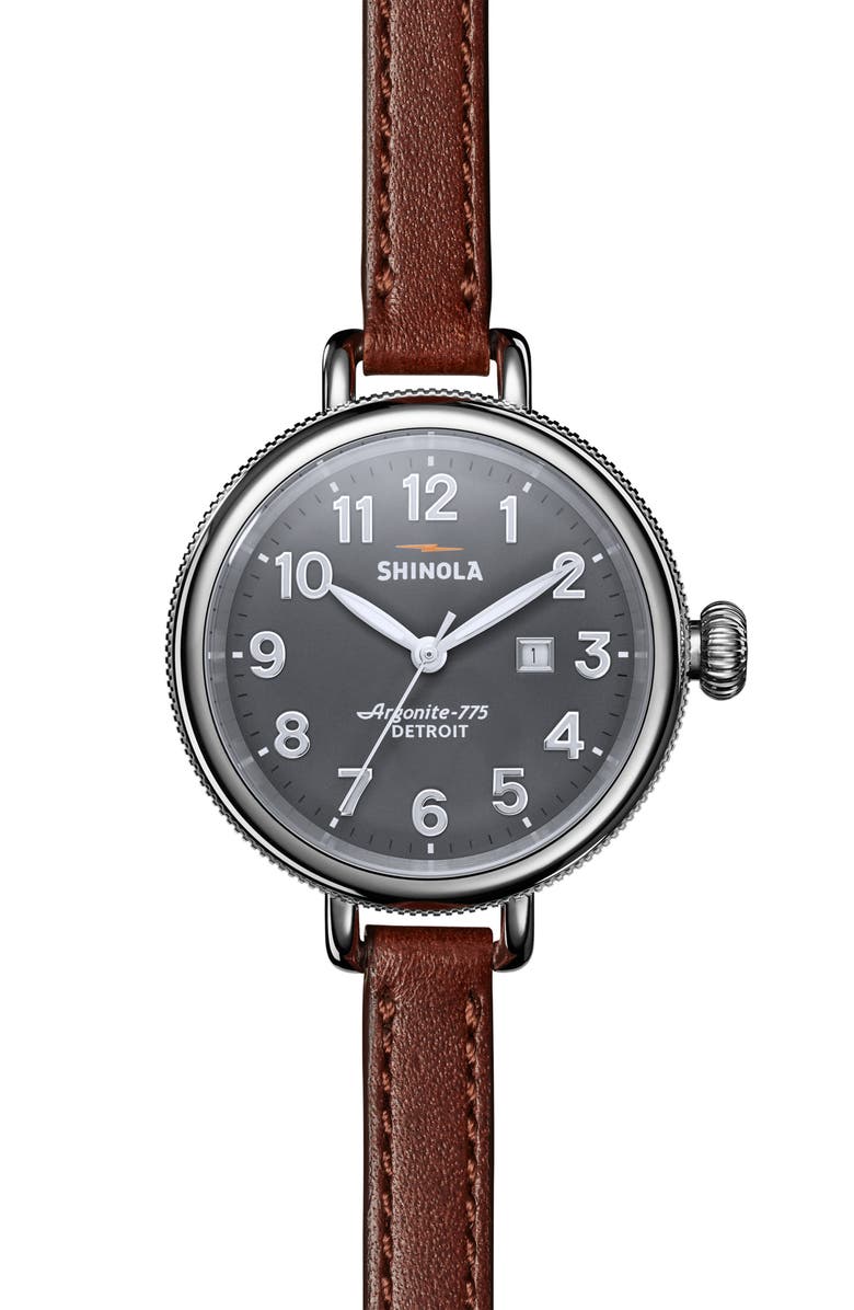 Shinola The Birdy Leather Strap Watch, 34mm, Main, color,