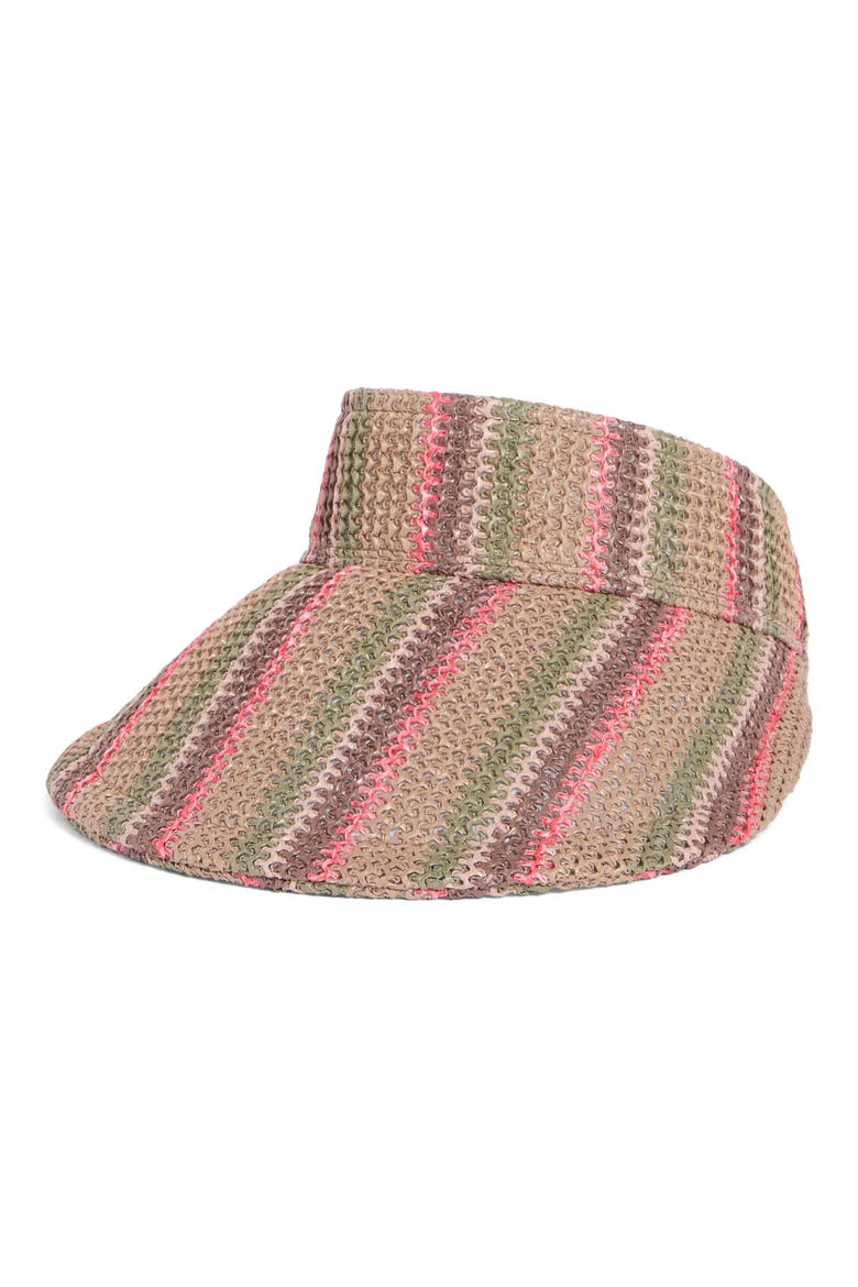 Stripe Woven Visor, Main, color, PINK