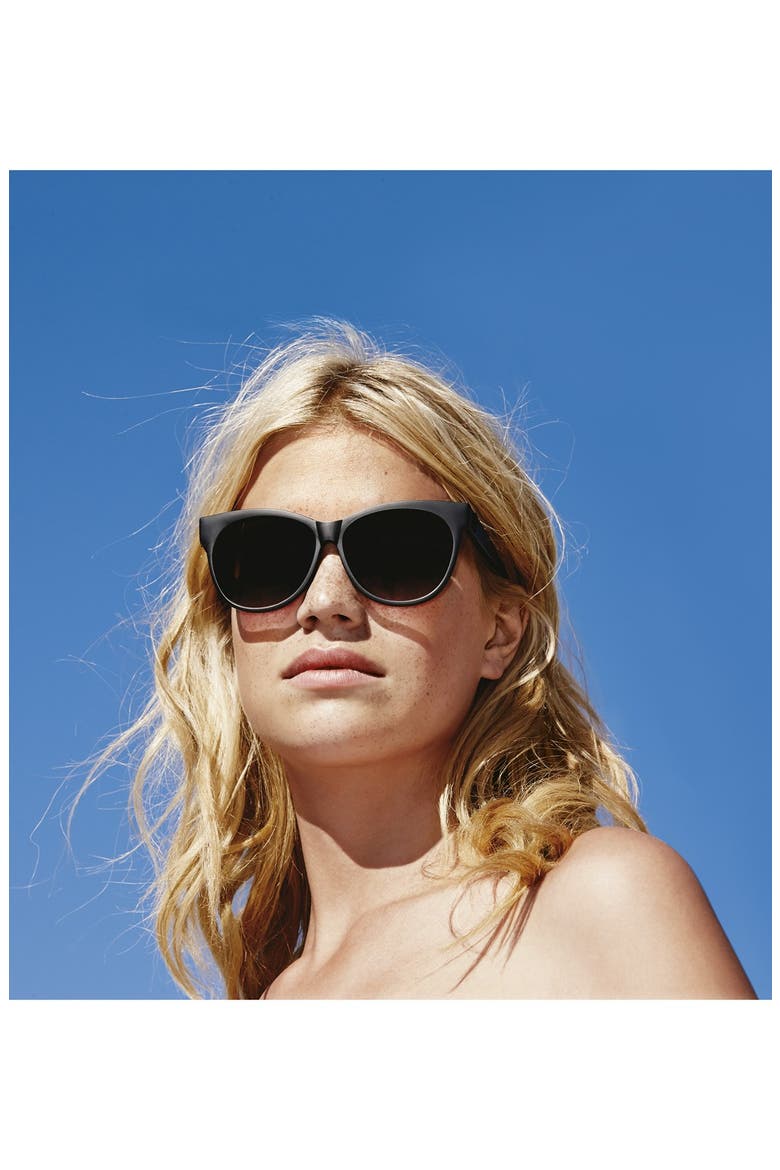 56mm Cat Eye Sunglasses, Alternate, color, BLACK