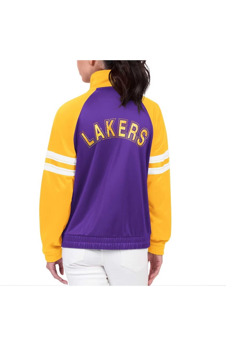 G-III 4HER BY CARL BANKS Women's G-III 4Her by Carl Banks Purple Los Angeles Lakers Main Player Raglan Rhinestone Full-Zip Track Jacket, Alternate, color, Purple