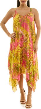 Nina Leonard Patterned Handkerchief Hem Dress