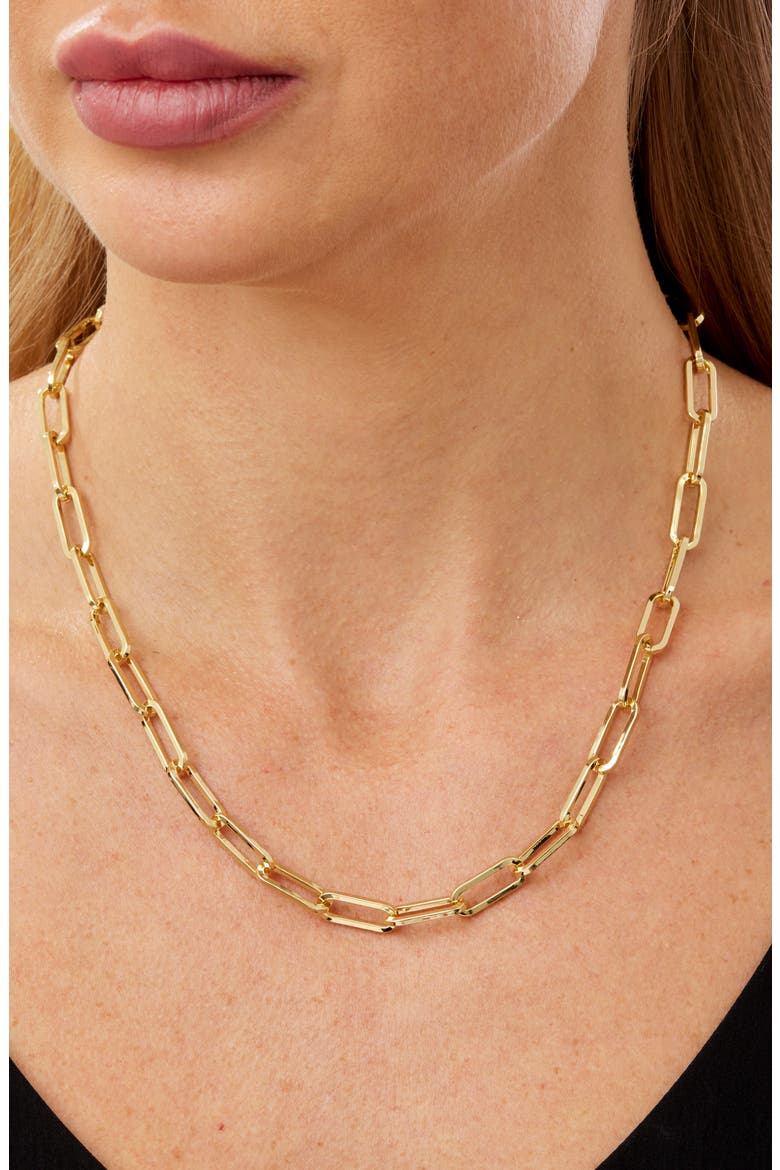2-Piece Paperclip Chain Necklace & Bracelet Set, Alternate, color, GOLD