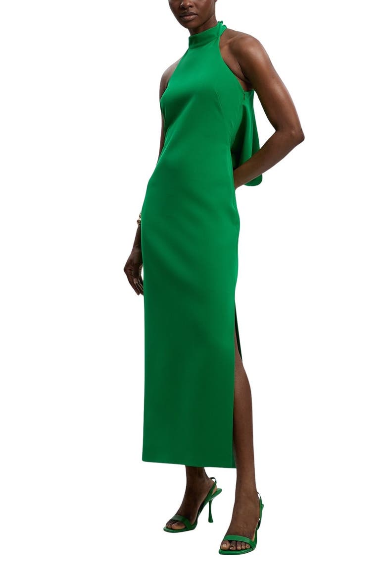 Soft Tailored Halter Maxi Dress, Alternate, color, Green