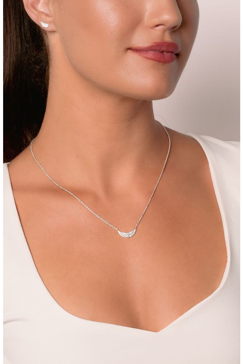 Divine Wings Mini Cross Necklace, Alternate, color, Sterling Silver