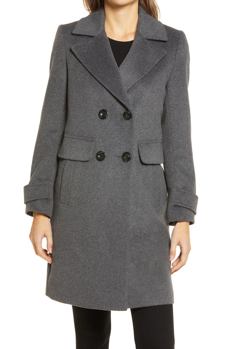 Double Breasted Coat, Alternate, color, CHARCOAL