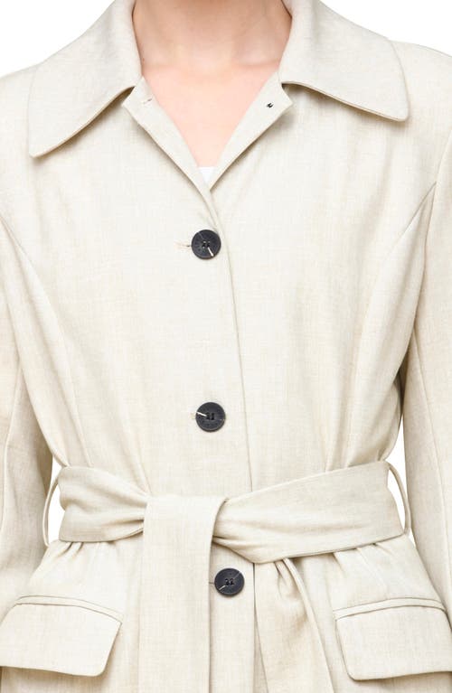 Avec Les Filles Cutaway Belted Coat In Melange Bone