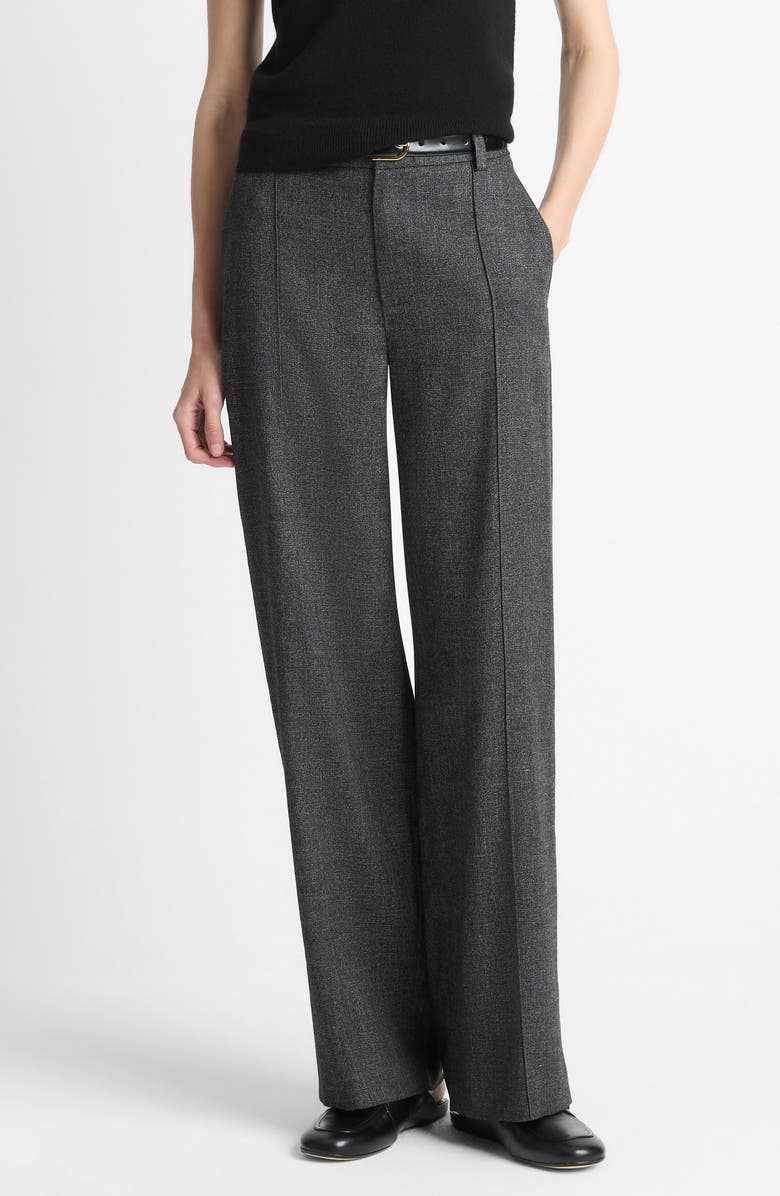 Vince Jasp High Waist Pintuck Pleat Pants, Main, color, Med Heather Grey