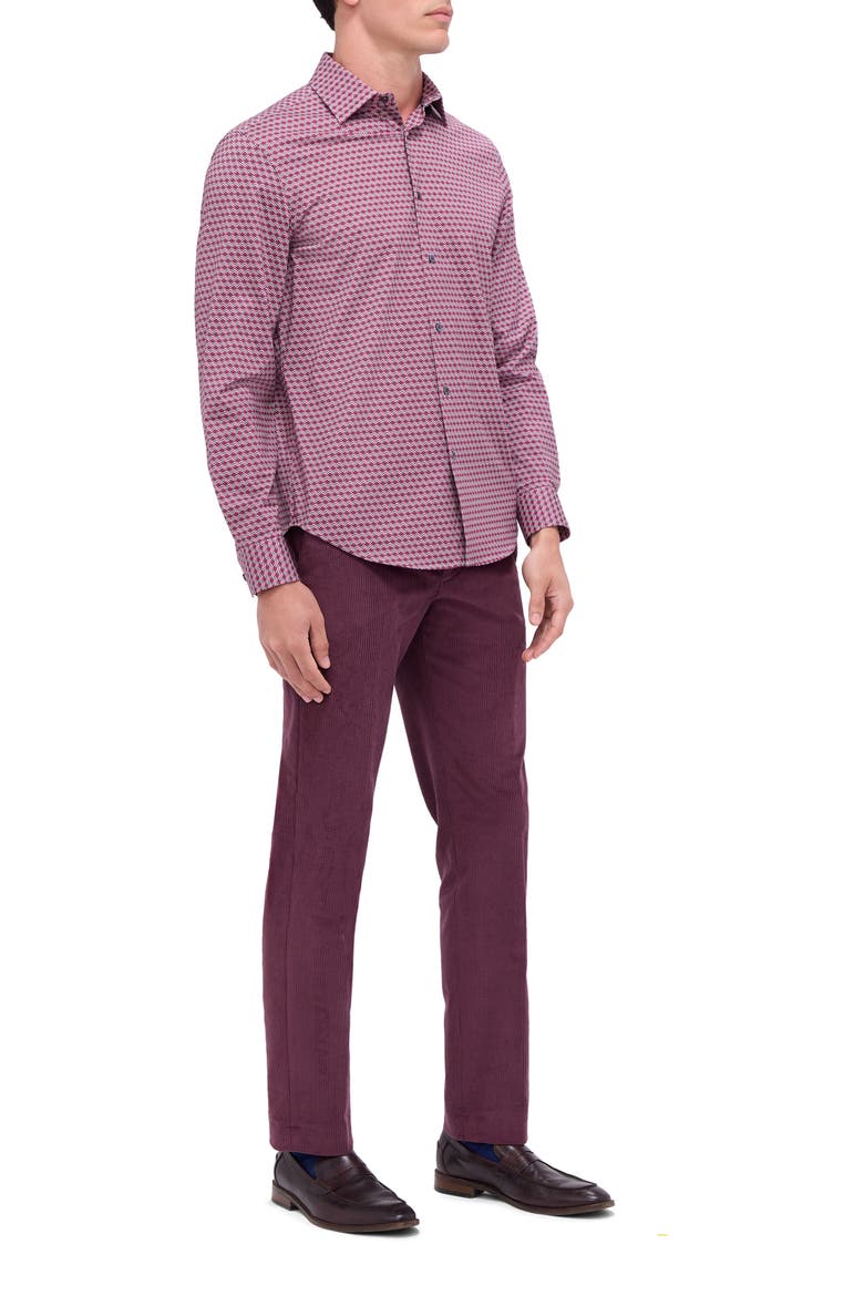 James OoohCotton® Geo Print Button-Up Shirt, Alternate, color, RUBY