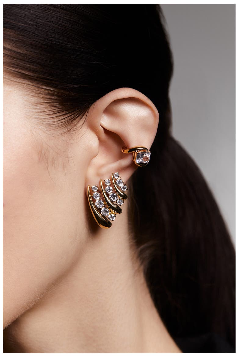 Phenom Multi J-Hoop Earrings, Alternate, color, GOLD