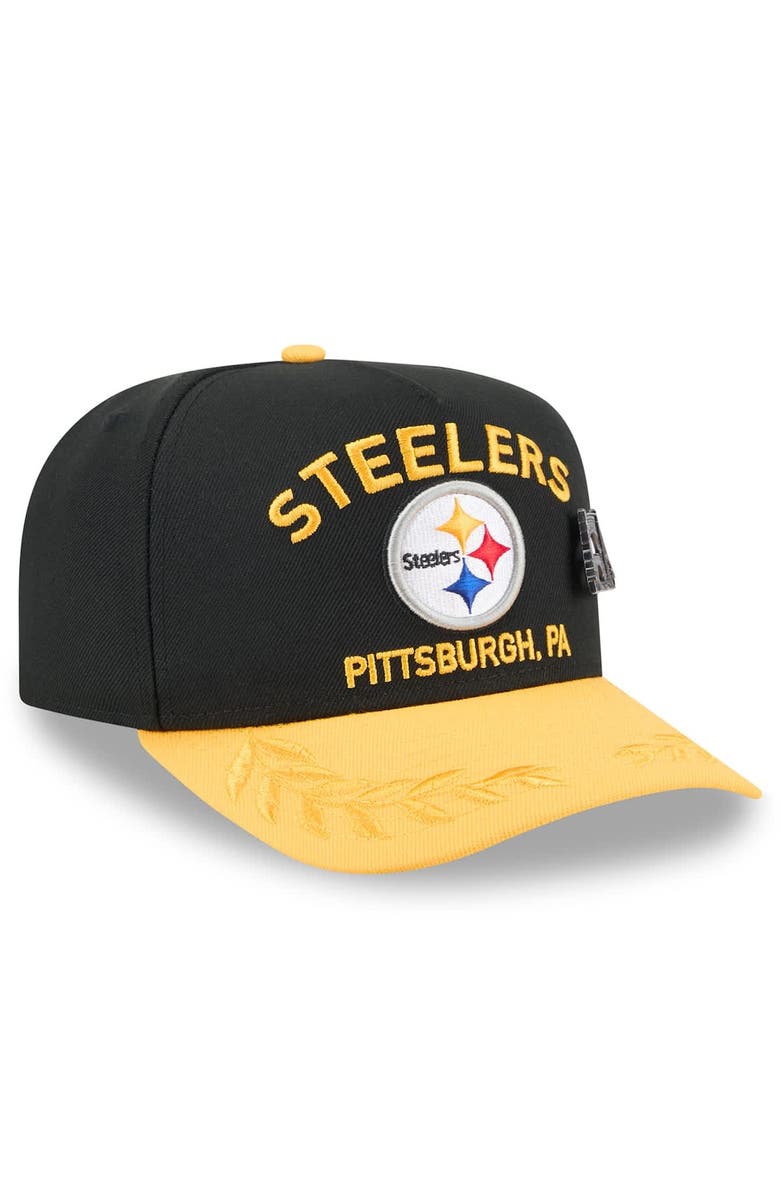 New Era Men's New Era Black/Gold Pittsburgh Steelers 2025 NFL Draft On Stage A-Frame 59FIFTY Fitted Hat, Alternate, color, Black