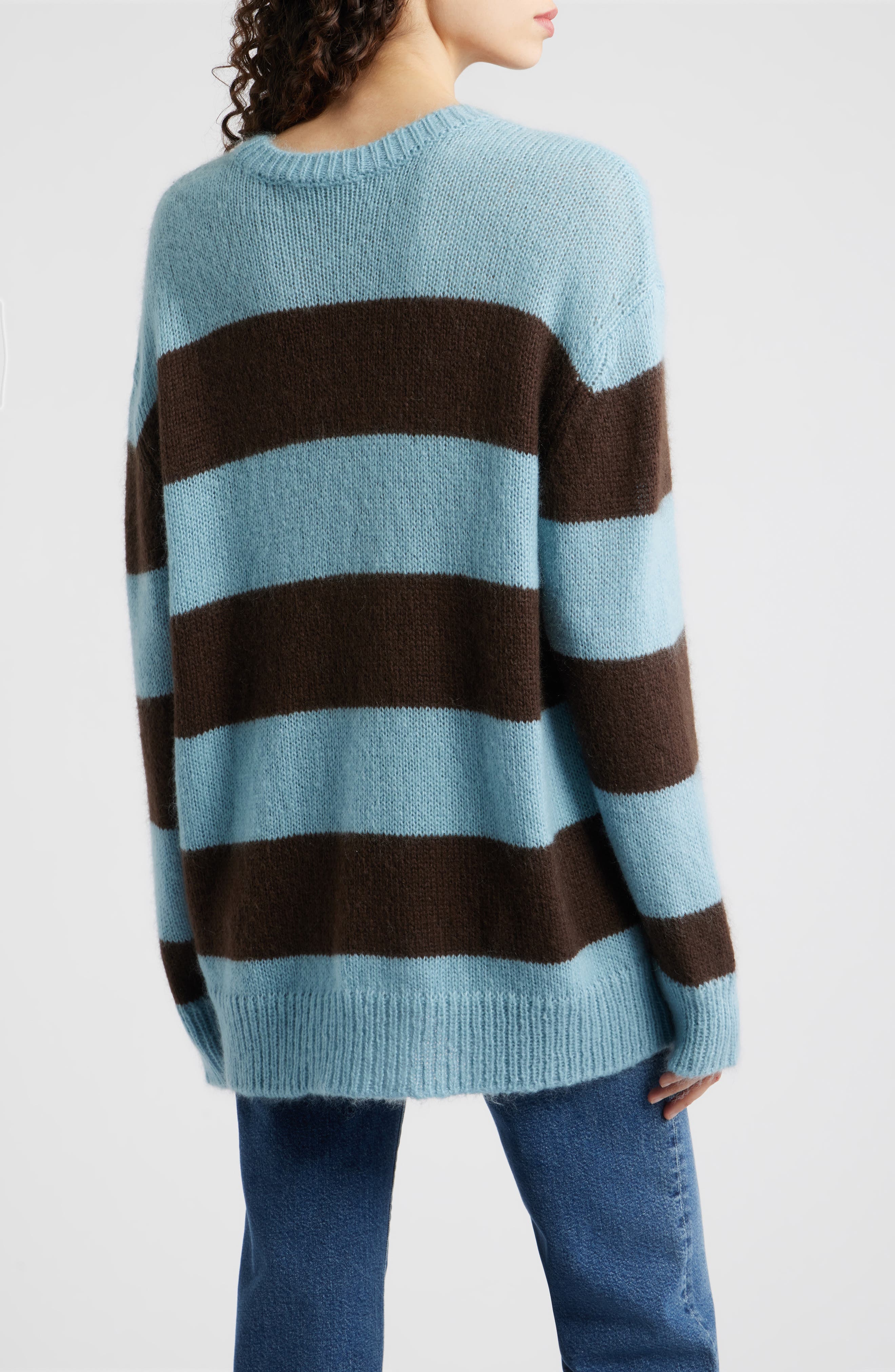 Fuzzy Stripe Crewneck Sweater - image 2