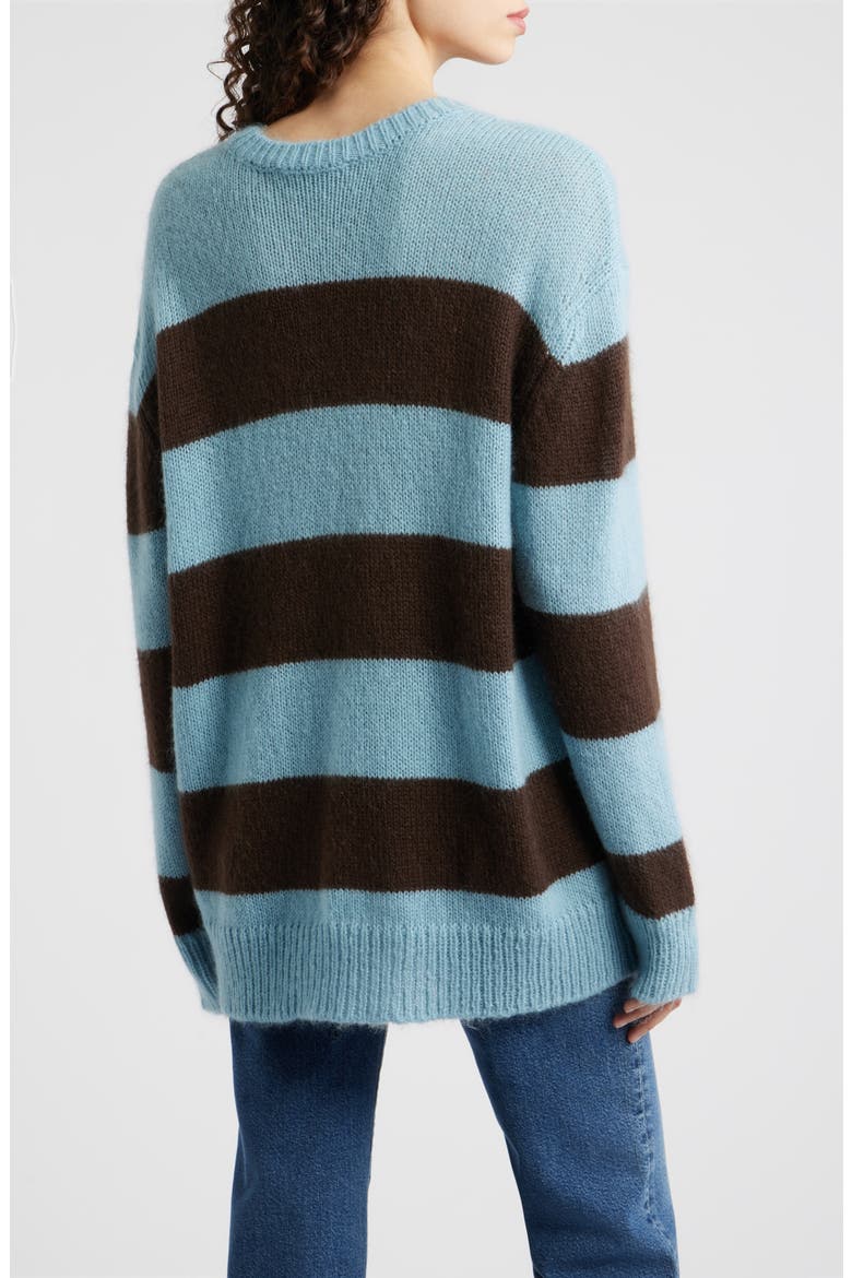 Fuzzy Stripe Crewneck Sweater, Alternate, color, MOCHA MULTI