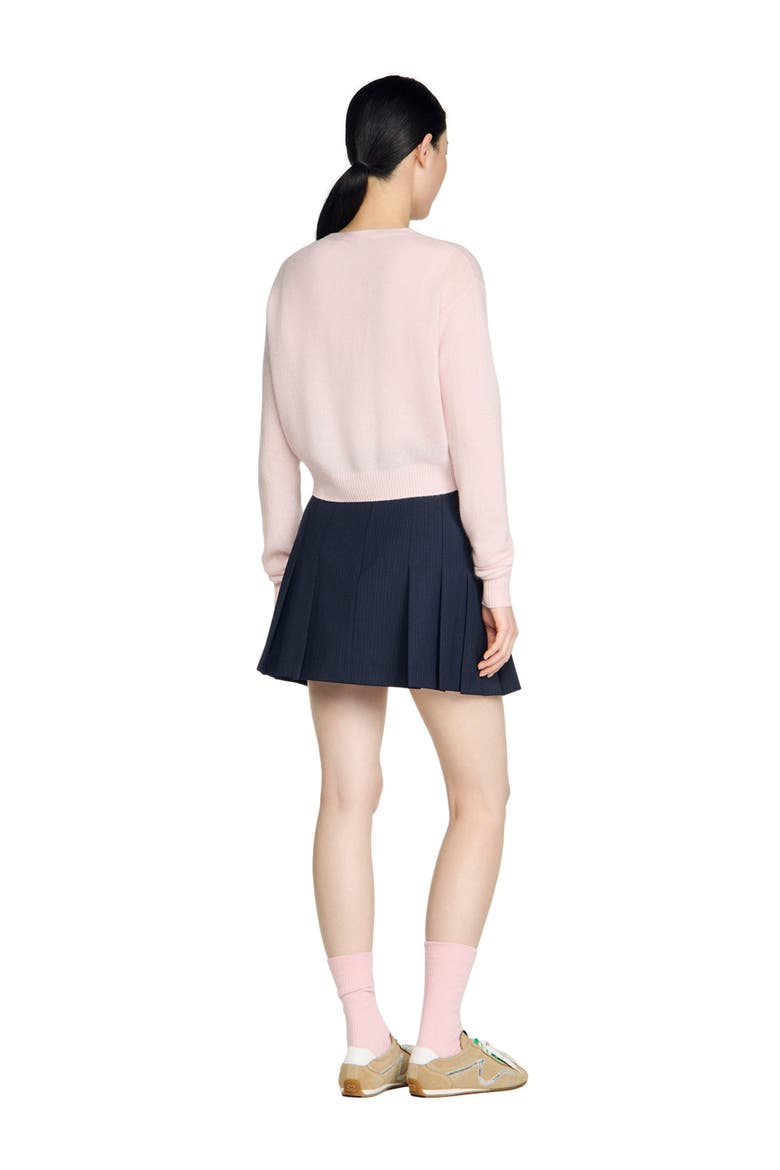 Cropped cashmere wool cardigan, Alternate, color, Light pink