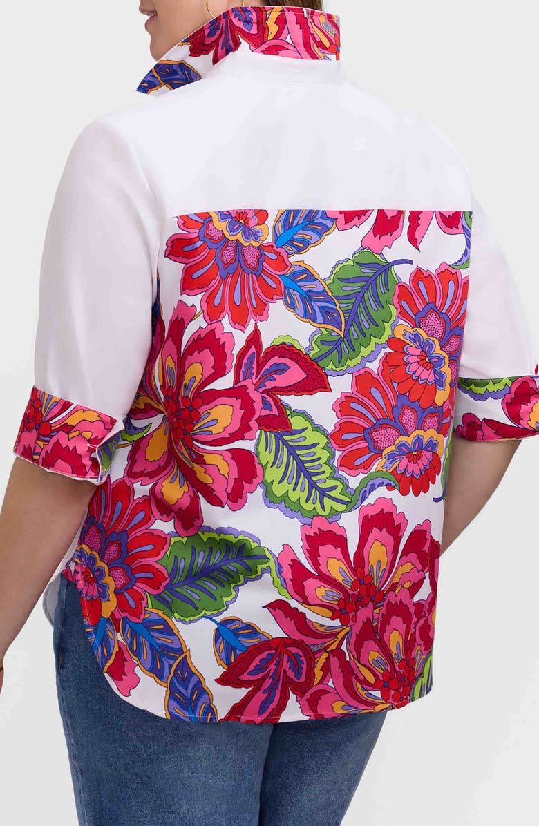 Foxcroft Meghan Para Blooms Mix Print Stretch Cotton Blend Button-Up Shirt, Alternate, color, 