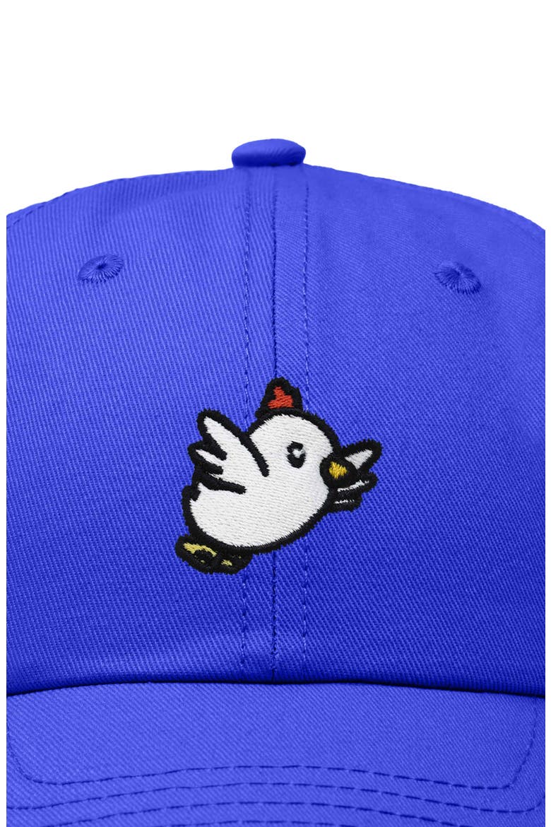 Chicken Embroidered Cotton Cap, Alternate, color, Royal Blue