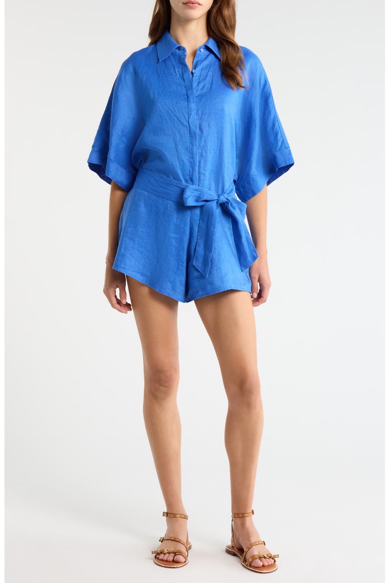 Linen Cover-Up Romper, Main, color, SAPPHIRE BLUE