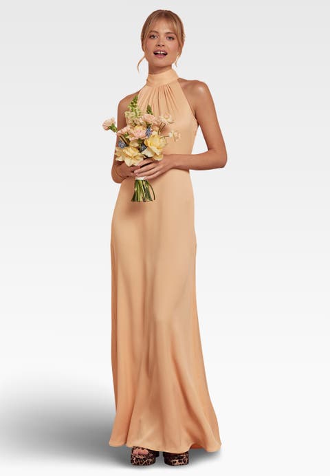 Tilly Satin High Neck Bridesmaid Dress