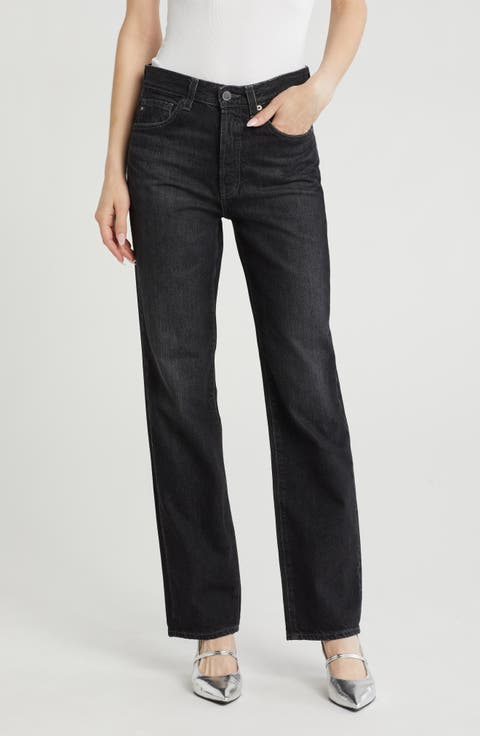 Alexxis Acid Wash High Waist Straight Leg Jeans