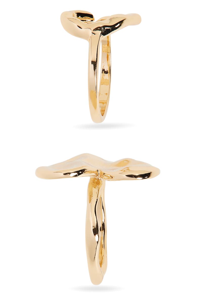 Set of 2 Molten Heart Rings, Alternate, color, GOLD