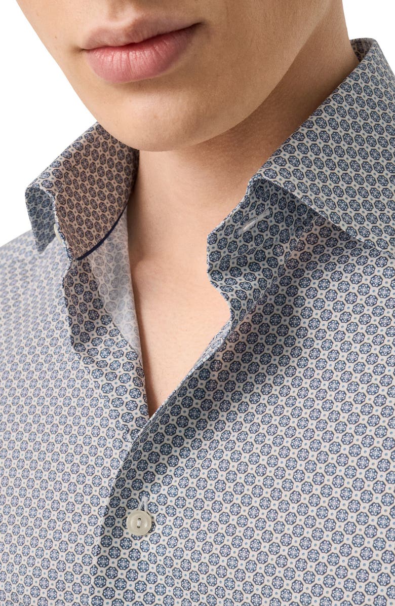 Eton Contemporary Fit Medallion Print Cotton Dress Shirt, Alternate, color, Medium Blue