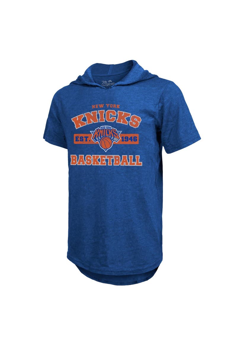Men's Majestic Threads  Royal New York Knicks Tri-Blend Hoodie T-Shirt, Alternate, color, Royal