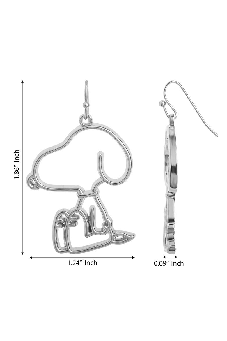 Snoopy Outline Dangle Earrings for Women Official License, Alternate, color, Silver