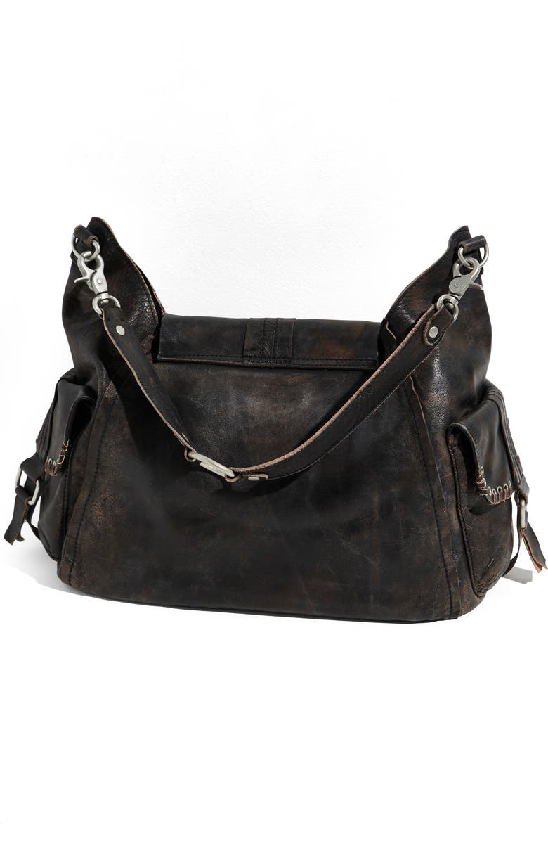 Free People We The Free Leigh Distressed Leather Hobo Bag, Alternate, color, Aged Graphite