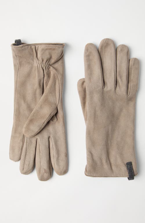 Brunello Cucinelli Suede Gloves In Light Grey