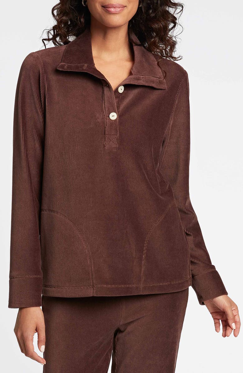 Foxcroft Sammy Corduroy Polo Sweater, Main, color, Chocolate