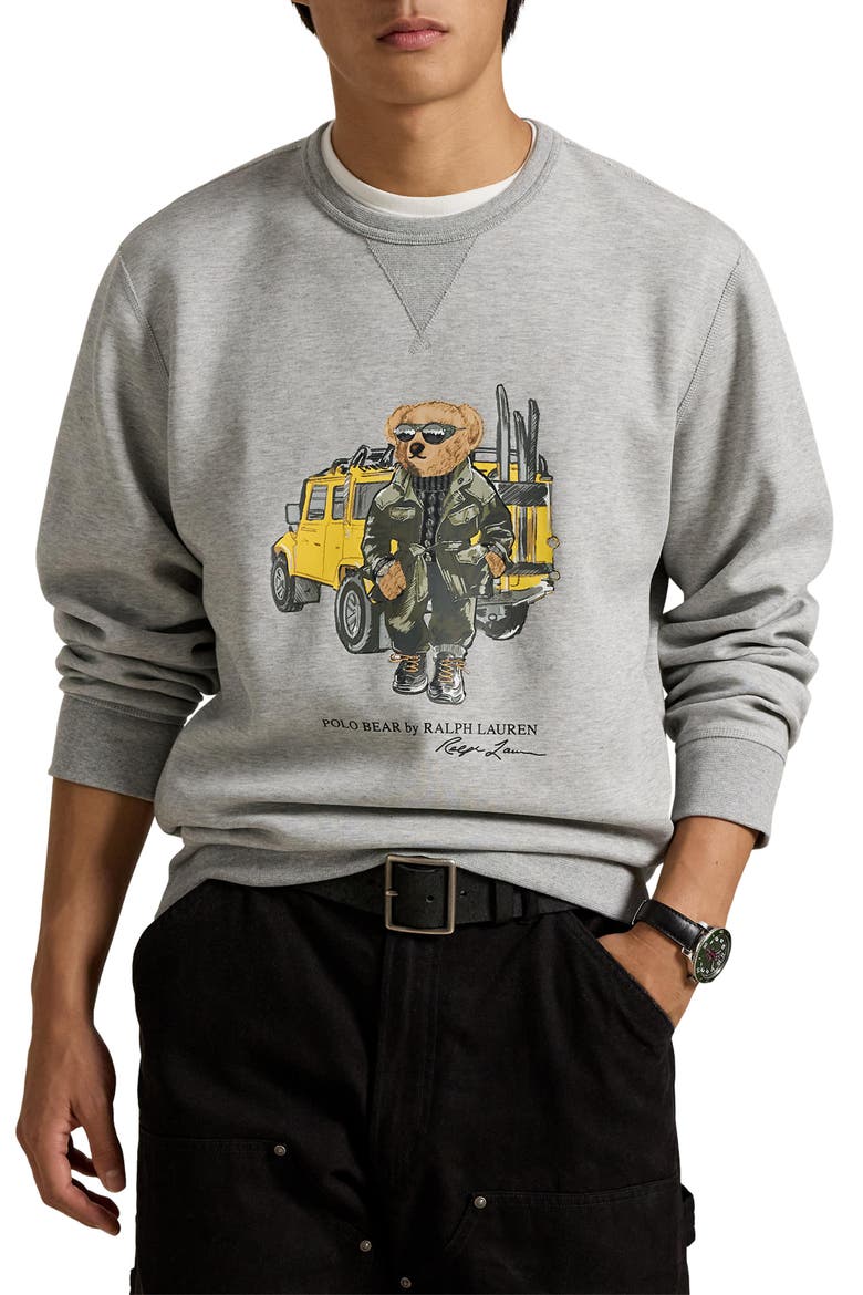 Polo Bear Double Knit Graphic Sweatshirt, Main, color, ANDOVER HEATHER DEFENDER BEAR