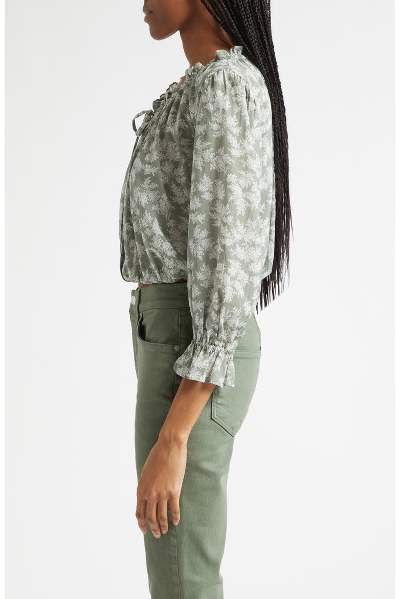 Williamsen Floral Button-Up Bubble Hem Top, Alternate, color, SAGE/ DOVE