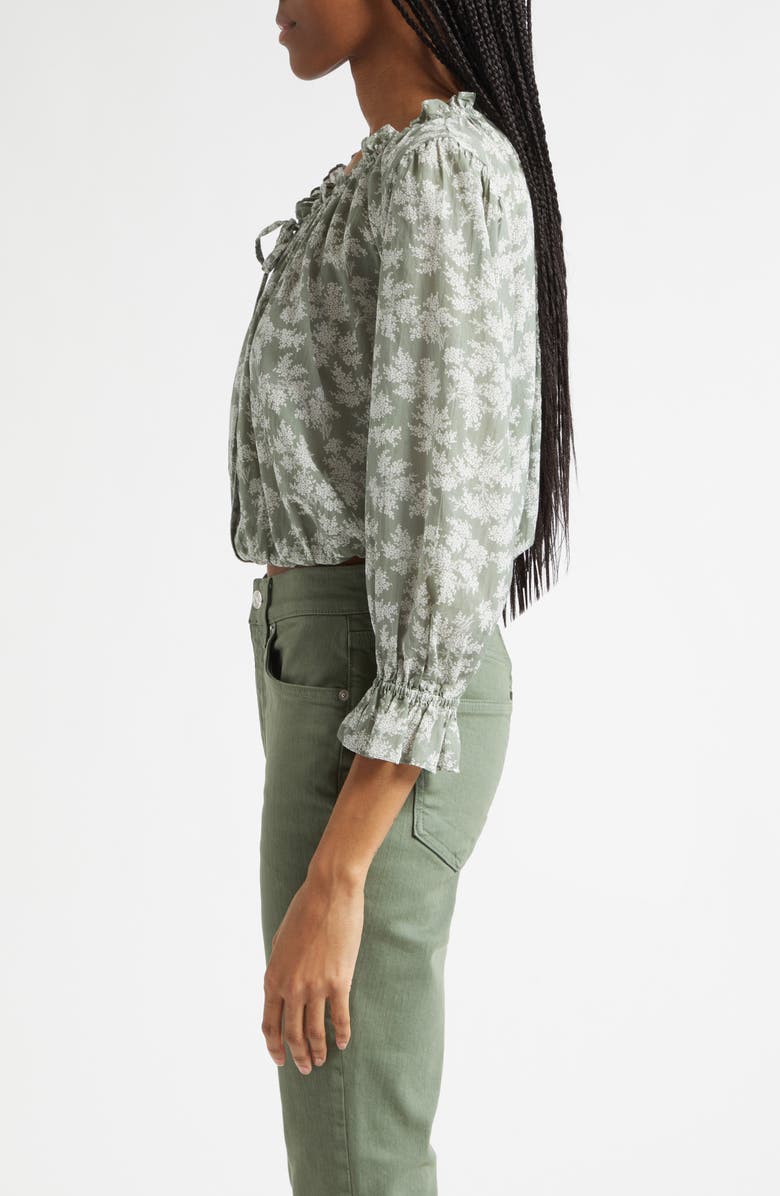 Veronica Beard Williamsen Floral Button-Up Bubble Hem Top, Alternate, color, Sage/ Dove